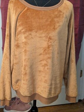 Kori Plush Pullover Sweatshirt in Camel Brown